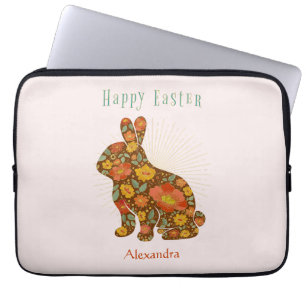 Glad påsk Bunny Personlig Guld Rosa Brown Laptop Fodral