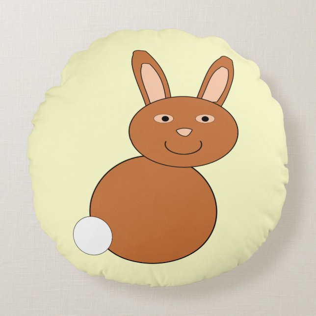 Glad påsk Bunny Pillow Rund Kudde (Framsidan)