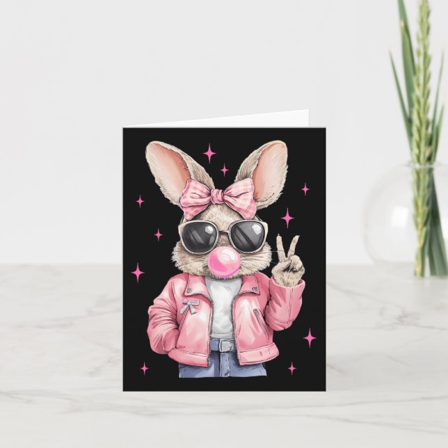 Glad påsk Bunny Rabbit Ansikte Coquette Bow Påsk Kort (Framsida)