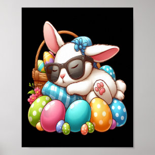 Glad påsk Bunny Rabbit Ansikte Funny Påsk Day Wo Poster