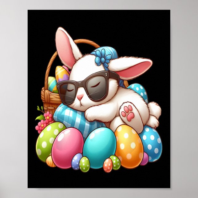 Glad påsk Bunny Rabbit Ansikte Funny Påsk Day Wo Poster (Framsidan)