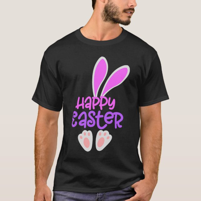 Glad påsk Bunny Rabbit Egg Hunt Cute Öron Girls T Shirt (Framsida)