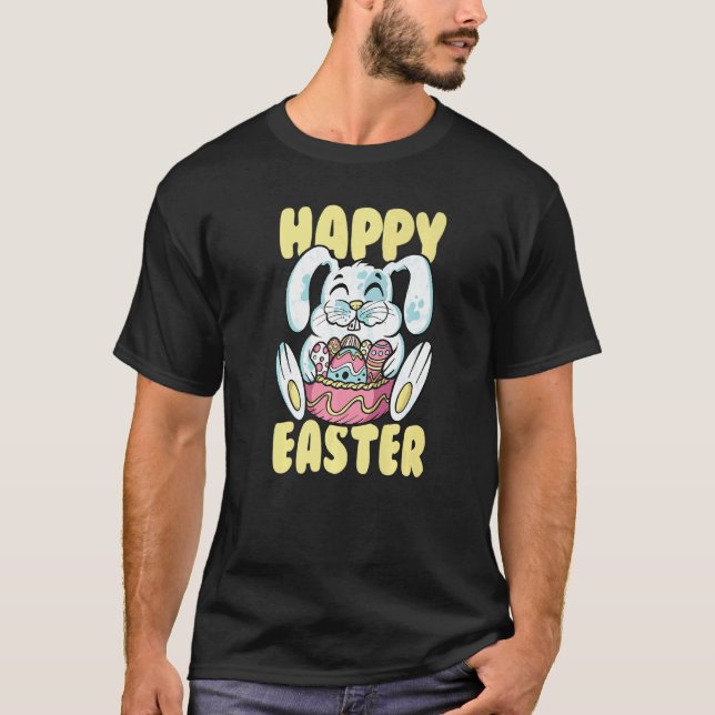 Glad påsk Bunny Rabbit Eggs Family Dye T Shirt (Framsida)