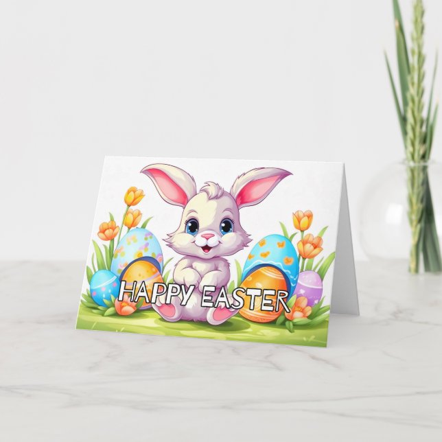 Glad påsk Bunny Rabbit Helgkort (Framsida)