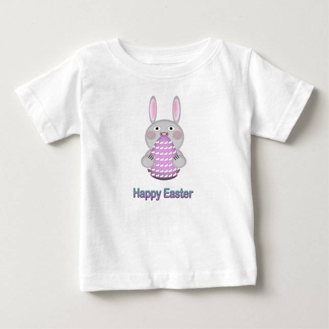 Glad påsk Bunny Rabbit med Påskägg Tee Shirt (Framsida)