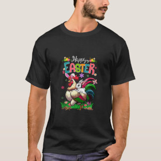 Glad påsk Bunny Riding Chicken Bow Tie Påsk E T Shirt