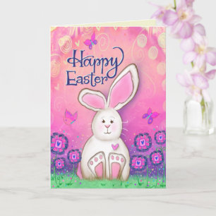 Glad påsk Bunny Rosa Girly Cute Inspirief Kort