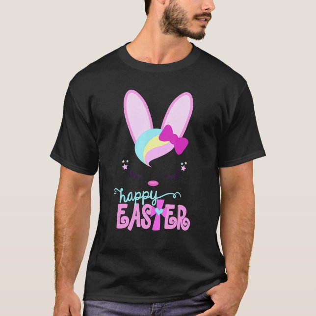 Glad påsk Bunny Sleeping Ansikte Christian Girls W T Shirt (Framsida)