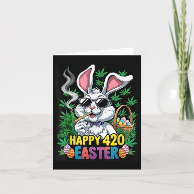Glad påsk Bunny Smoking Ogräs Funny 2025 Kort (Framsida)