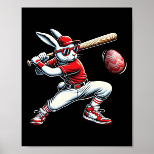 Glad påsk Bunny som spelar Sell Påsk Sport Kids Poster