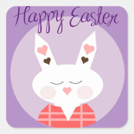 Glad påsk Bunny Square Sticker Fyrkantigt Klistermärke