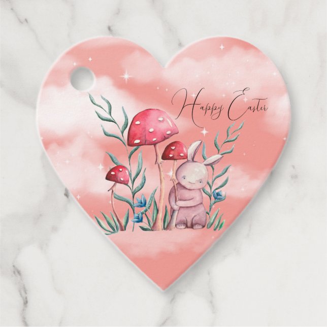 Glad påsk Bunny, Toadstools och Grass Gåvor Etiketter (Framsida)