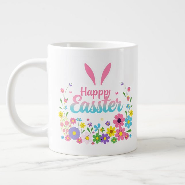 Glad påsk Bunny Vår Påskägg Påsk Jumbo Mugg (Vänster)