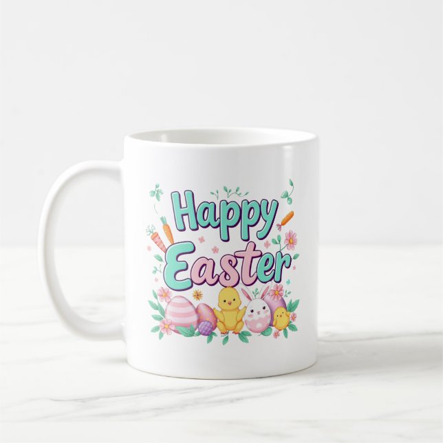 Glad påsk Bunny Vår Påskägg Påsk Kaffemugg (Vänster)