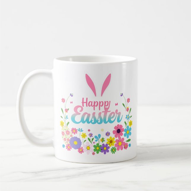 Glad påsk Bunny Vår Påskägg Påsk Kaffemugg (Vänster)