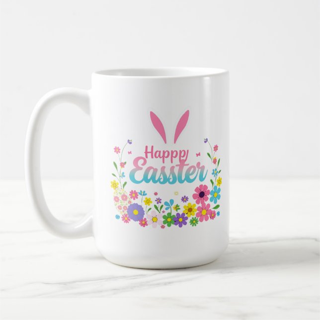 Glad påsk Bunny Vår Påskägg Påsk Kaffemugg (Vänster)
