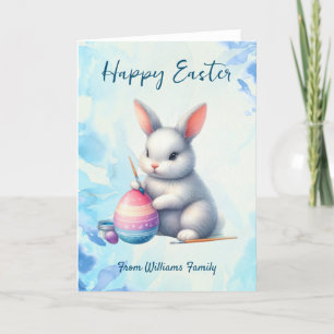 Glad påsk, Bunny Vatten färgning av ett Påskägg Helgkort