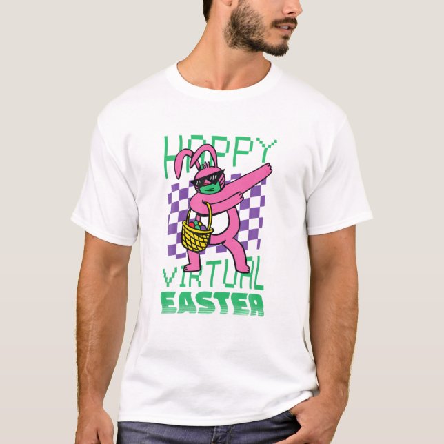 Glad påsk Bunny Virtuell Påsk 2022 Gaming Dabb T Shirt (Framsida)