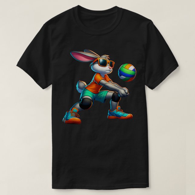 Glad påsk Bunny Volleyball Player Älskare Sport R T Shirt (Design framsida)