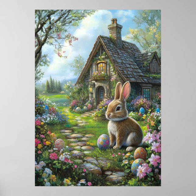 Glad påsk Bunny Wall Art Poster (Framsidan)