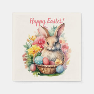Glad påsk Bunny Watercolor-målning Pappersservett