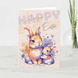 Glad påsk Bunny Watercolor Modern Anpassningsbar Helgkort