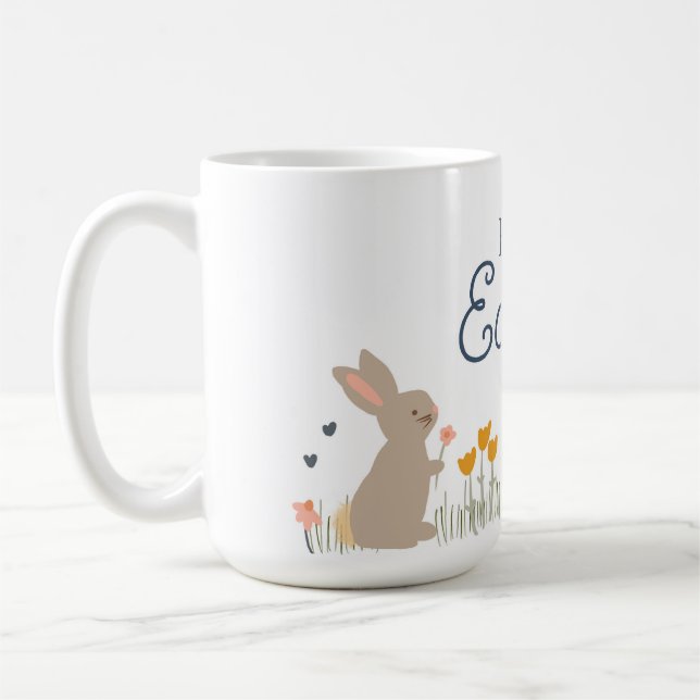 Glad påsk Bunny WildblommCute Helgdag Kaffemugg (Vänster)