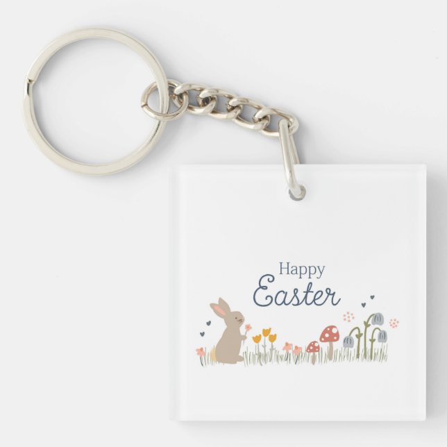 Glad påsk Bunny WildblommCute Kids Helgdag (Framsidan)