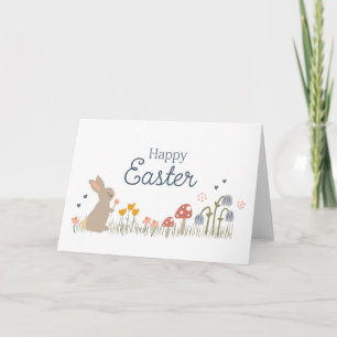 Glad påsk Bunny WildblommCute Kids Helgdag Kort