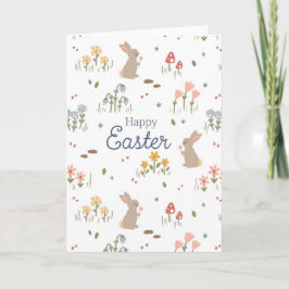 Glad påsk Bunny WildblommCute Kids Helgdag Kort