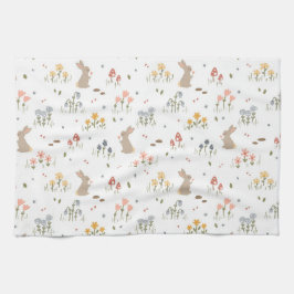 Glad påsk Bunny Wildblommor Cute Kids bakande Kökshandduk