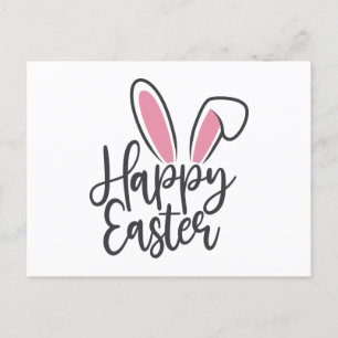 Glad påsk Calligraphy Bunny Öron Söndag Egg Vykort