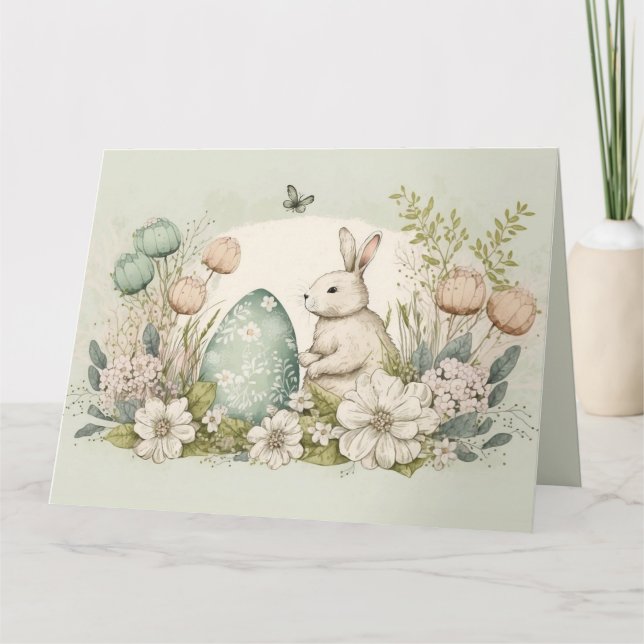 Glad påsk Card, Cute Bunny Kort (Framsida)