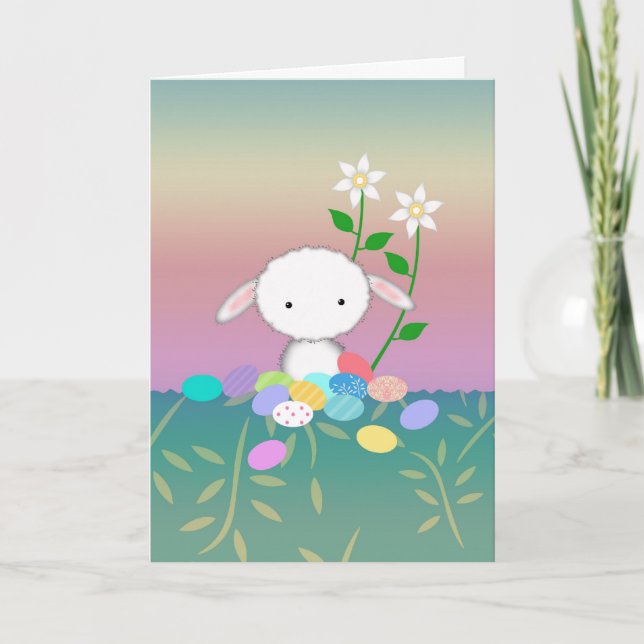 Glad påsk Card Sheep Bunny Helgkort (Framsida)