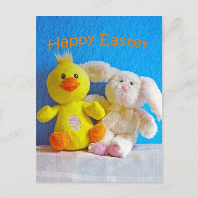 Glad påsk Chick + Bunny Helg Vykort (Framsida)