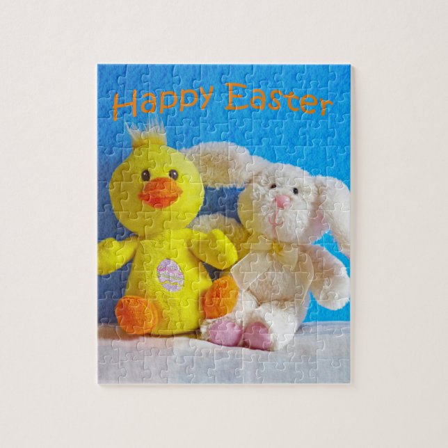 Glad påsk Chick + Bunny Pussel (Vertikal)