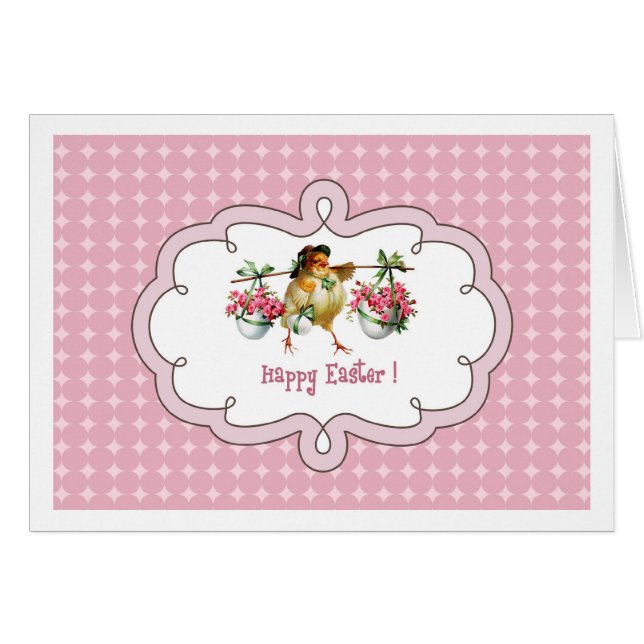 Glad påsk. Chick för vintage Hälsningskort (Framsidan Horizontal)