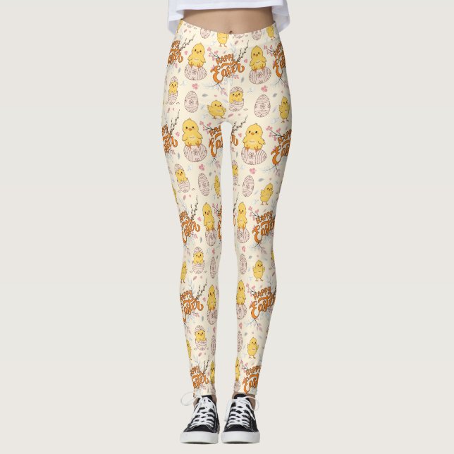 Glad påsk Chick Leggings (Framsida)