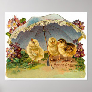 glad påsk Chick Vintage Poster