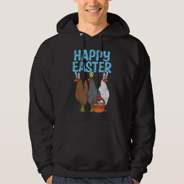 Glad påsk Chicken Bunnies Egg Poultry Farm Anim Hoodie (Framsida)