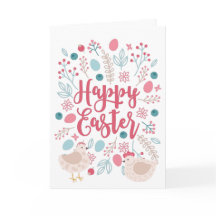 Glad påsk Chickens and Flowers