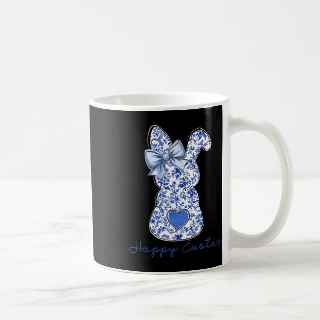 Glad påsk Chinoiserie Blommig Kanin Söt Blå Bo Kaffemugg (Höger)