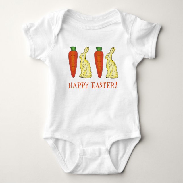 Glad påsk Chocolate Bunny Bunnies Orange Carrot T-shirt (Framsida)