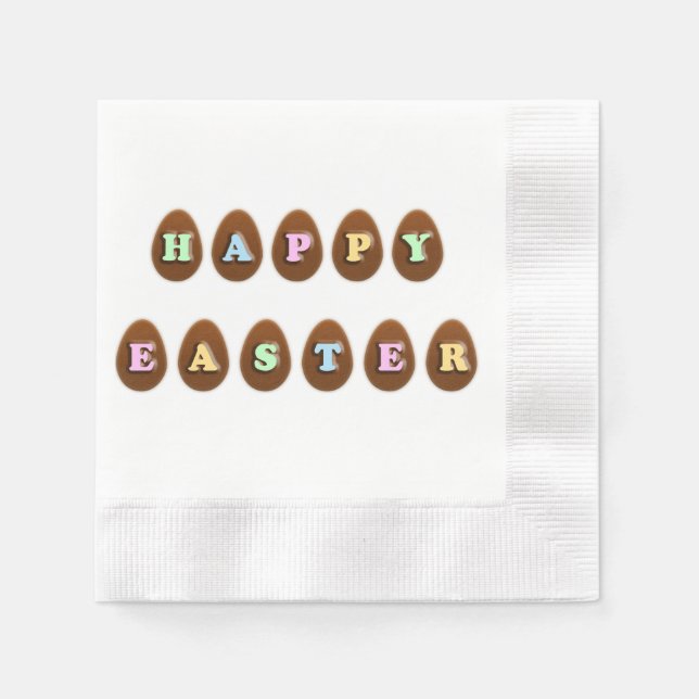 Glad påsk Chocolate Eggs Pappersservett (Framsidan)
