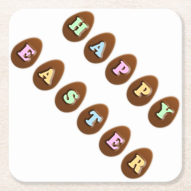 Glad påsk Chocolate Eggs Underlägg Papper Kvadrat (Framsidan)