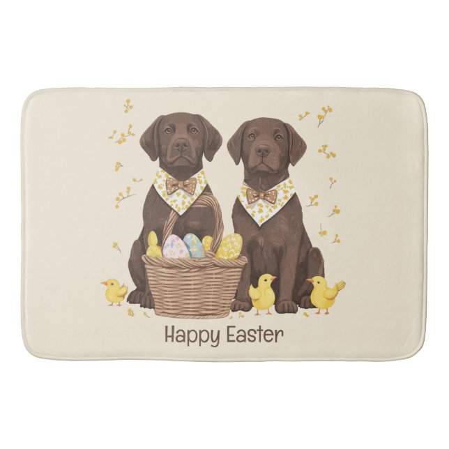 Glad påsk Chocolate Labrador Retriever Hundar Badrumsmatta (Framsidan)