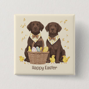 Glad påsk Chocolate Labrador Retriever Hundar Knapp