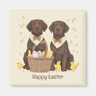Glad påsk Chocolate Labrador Retriever Hundar Magnet