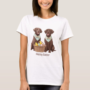 Glad påsk Chocolate Labrador Retriever Hundar T Shirt