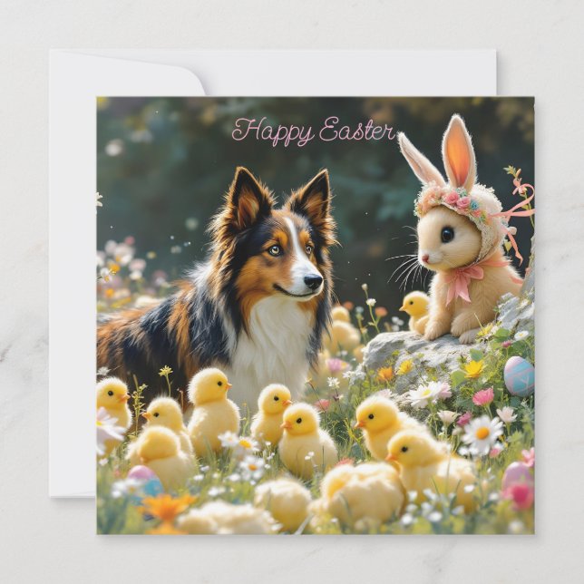 Glad påsk Collie and Chick Magnet (Framsida)